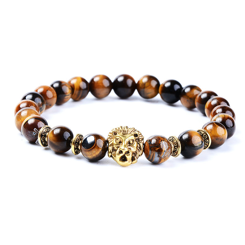 Wholesale Yellow Tiger Eye Emperor Stone Lion Head Bracelet
